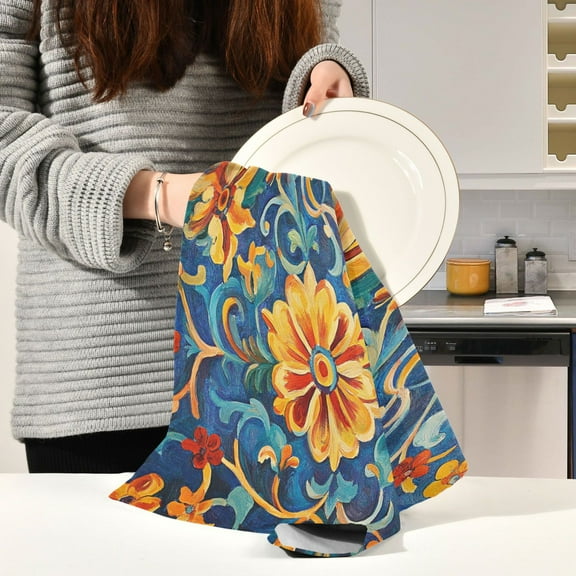 BZSMCE Kitchen Towels Creative Bohemia Seamlee Pattern Pattern Durable Kitchen Towel