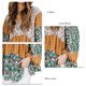 thumbnail image 5 of Camiseta de manga larga con cuello en V para mujer Estilo étnico informal Color de contraste Todo fósforo para otoño LC25115725 Verde XL, 5 of 6