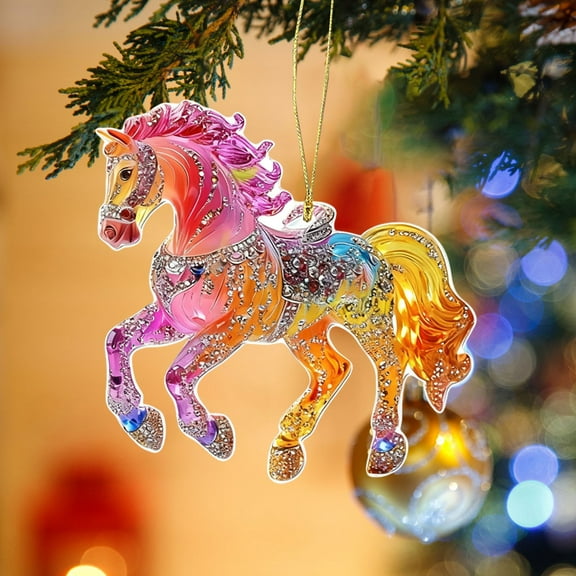 Horse Christmas Ornament 2025, Horse Ornaments for Christmas Tree, Metal Horse Ornament with Rhinestones, Horse Gifts for Women, Girls Horse Gifts for Horse Lovers