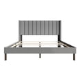 thumbnail image 6 of Home Design Odessa Twin Linen Upholstered Wingback Panel Bed Frame with Vertical Channel Tufting & Nailhead Trim, Gray, Easy Assembly, 6 of 12