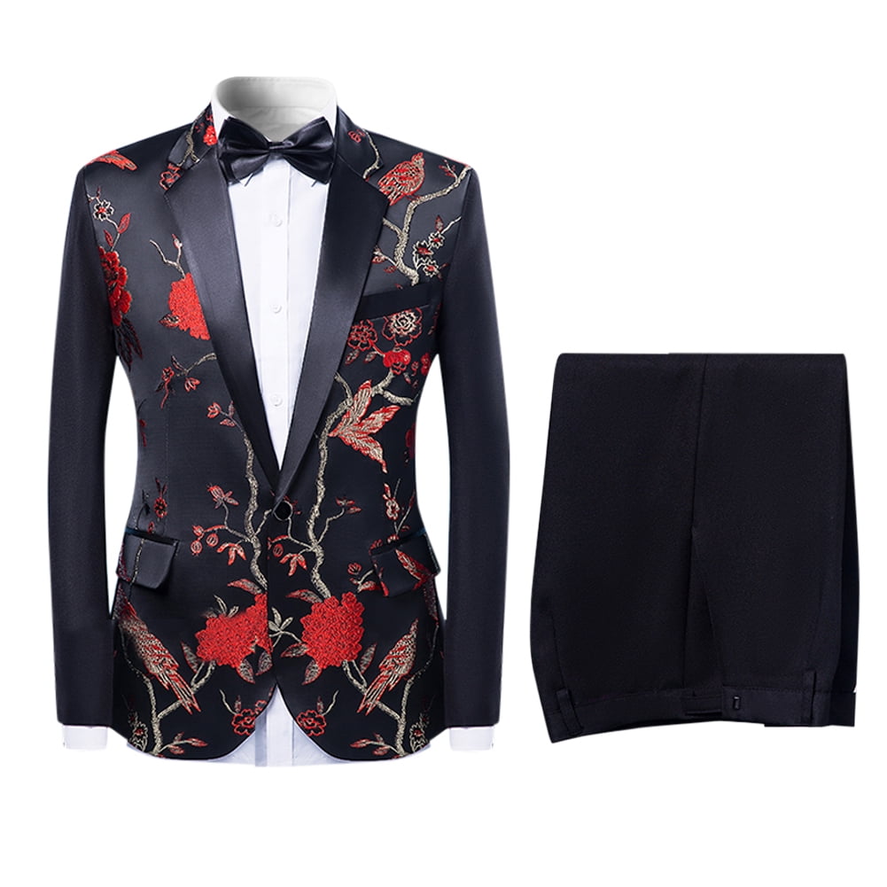 Button Floral Blazer Dinner Jacket 