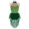 thumbnail image 5 of TiaoBug Gymnastics Leotards for Girls Sleeveless Rhinestones Backless High-low Skirt Bodysuit Skating Dance Dress Dark Green-A 16, 5 of 6