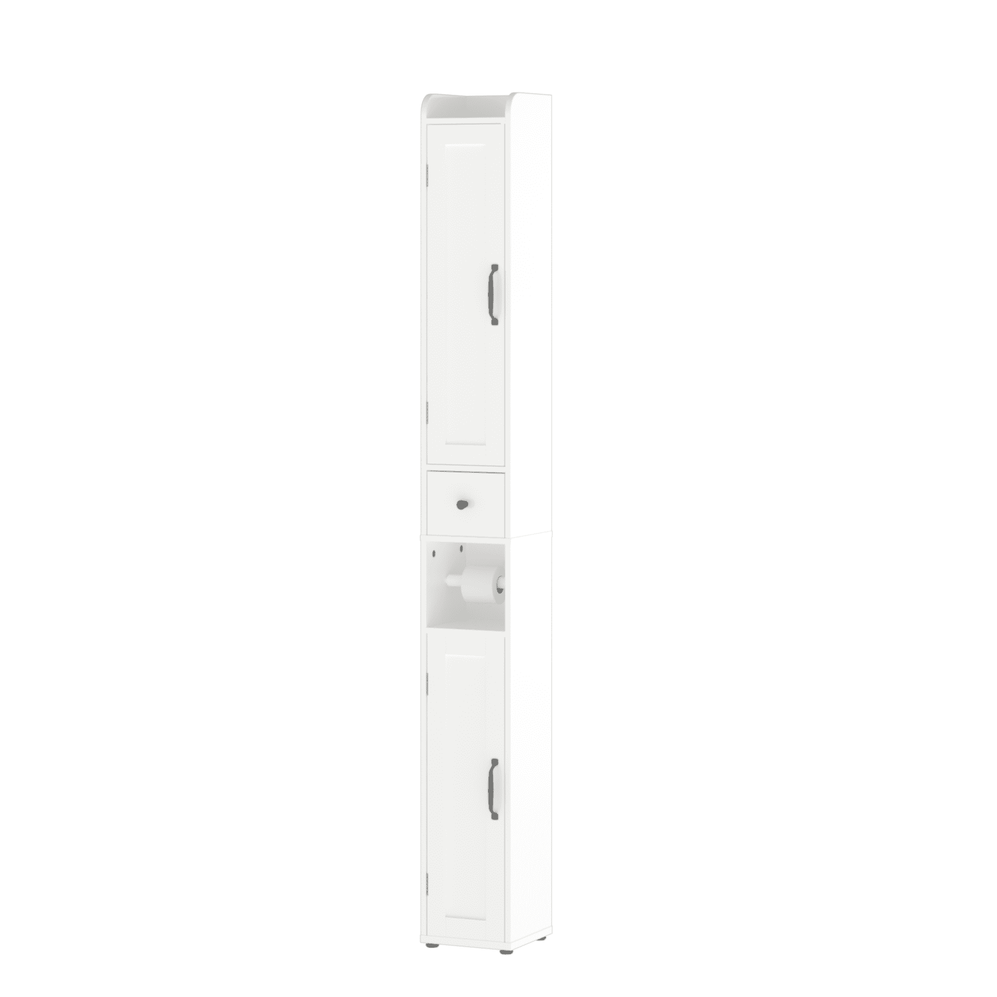 67.51" Tall Bathroom Storage Cabinet with Adjustable Shelves,Slim 2 Doors Freestanding Cabinet with Anti-Tip, Open compartments, for Home, Small Spaces, Bathroom,Kitchen, Living Room, White