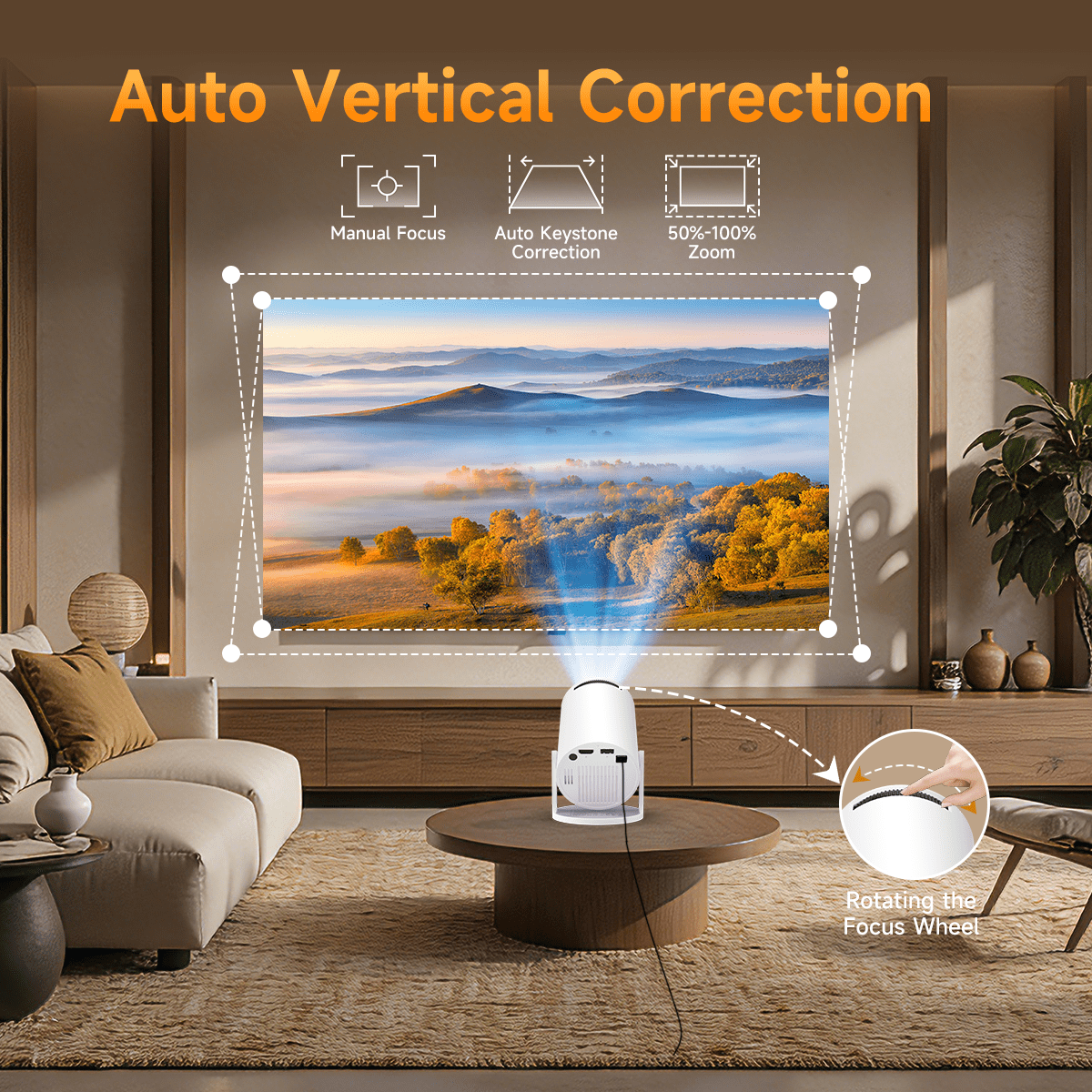 Magcubic Mini Projector 8K 1080P Support with WiFi 6 & BT 5.4 290 ANSI Brightness, Auto Keystone, 180 Degree Rotation, Portable Projector for Home Theater & Outdoor Movies HY300Pro White