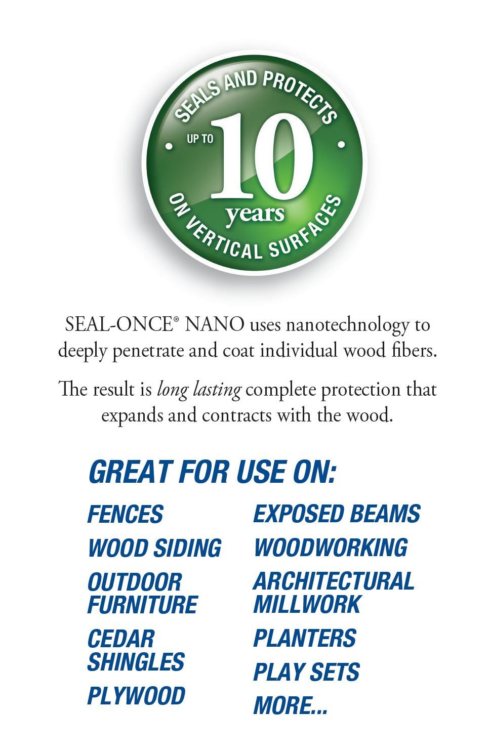 Seal-Once NANO+POLY SO7523 Wood Sealer, Liquid, Cedar, 1