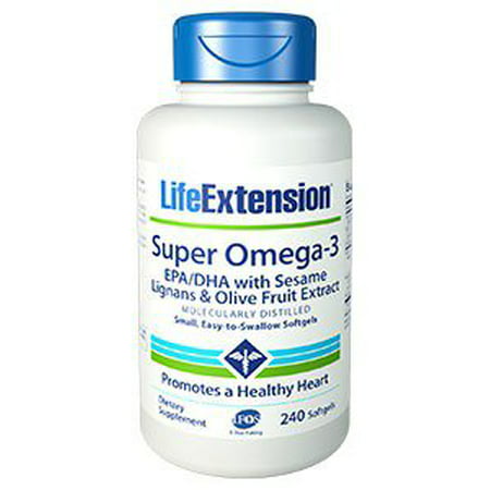 Super Omega-3 EPA / DHA w / sésame lignanes et fruits Olive Extrait Life Extension 240 Softgel