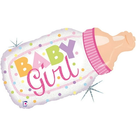 baby bottle girl holographic mylar ballo walmart com