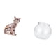 thumbnail image 5 of Figura decorativa de escritorio de cerámica con estatua de gato y jarrón transparente tipo pecera, ideal para la decoración del hogar y la oficina., 5 of 8