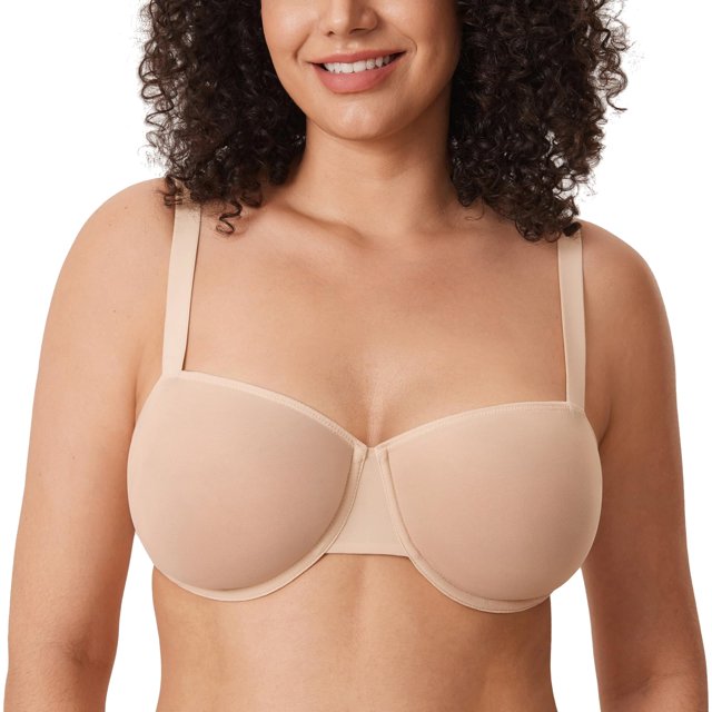 Sostén DELMIRA Cosnufy Balconette de Malla Transparente sin Relleno Beige 40D