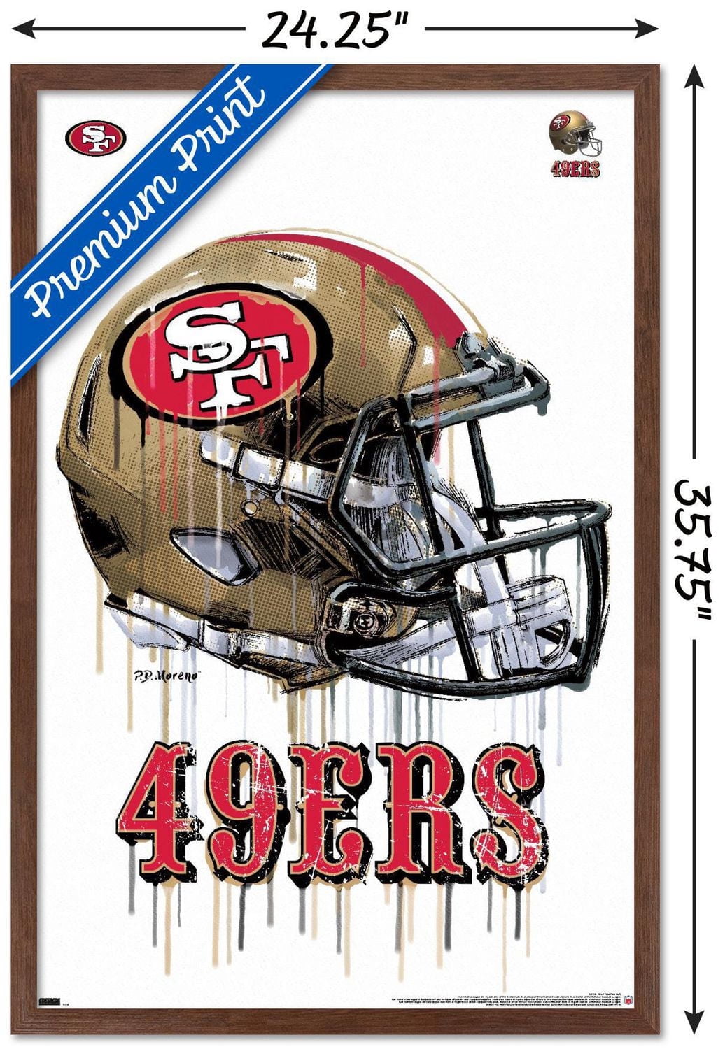 NFL San Francisco 49ers - Drip Helmet 20 Wall Poster with Push Pins