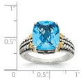 thumbnail image 4 of Solid 925 Sterling Silver 14k Yellow Gold Swiss Blue Topaz Engagement Ring Size 6, 4 of 7