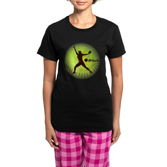 CafePress - Ipitch Fastpitch Softball Women's Dark Pajamas - Women's Short Sleeve Print T-Shirt and Pants Dark Cotton Pajama Set