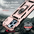 thumbnail image 7 of Nalacover Case for iPhone 13 Pro Max Heavy Duty Camera Lens Sliding Cover, Rugged PC + TPU Military Grade Shockproof Metal Magnetic Car Mount Cover with Ring Holder Bracket, Rosegold, 7 of 7