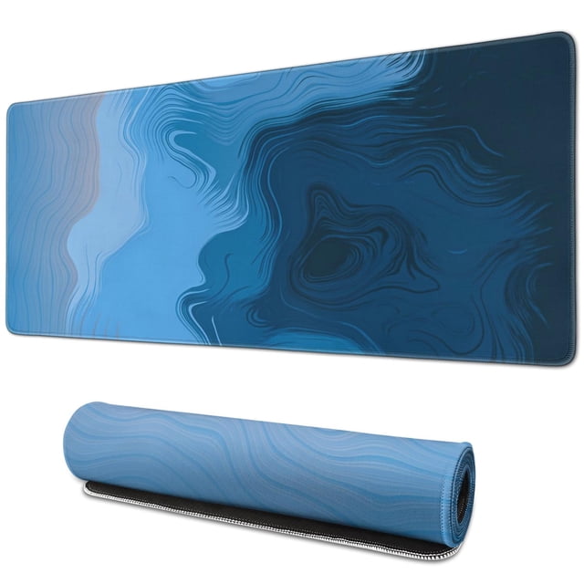 "Comfort Meets Style: Extra Large Desk Mouse Pad with Non-Slip Rubber Base and Attractive Topographic Pattern - Ideal for Desk Decor Enhancement"