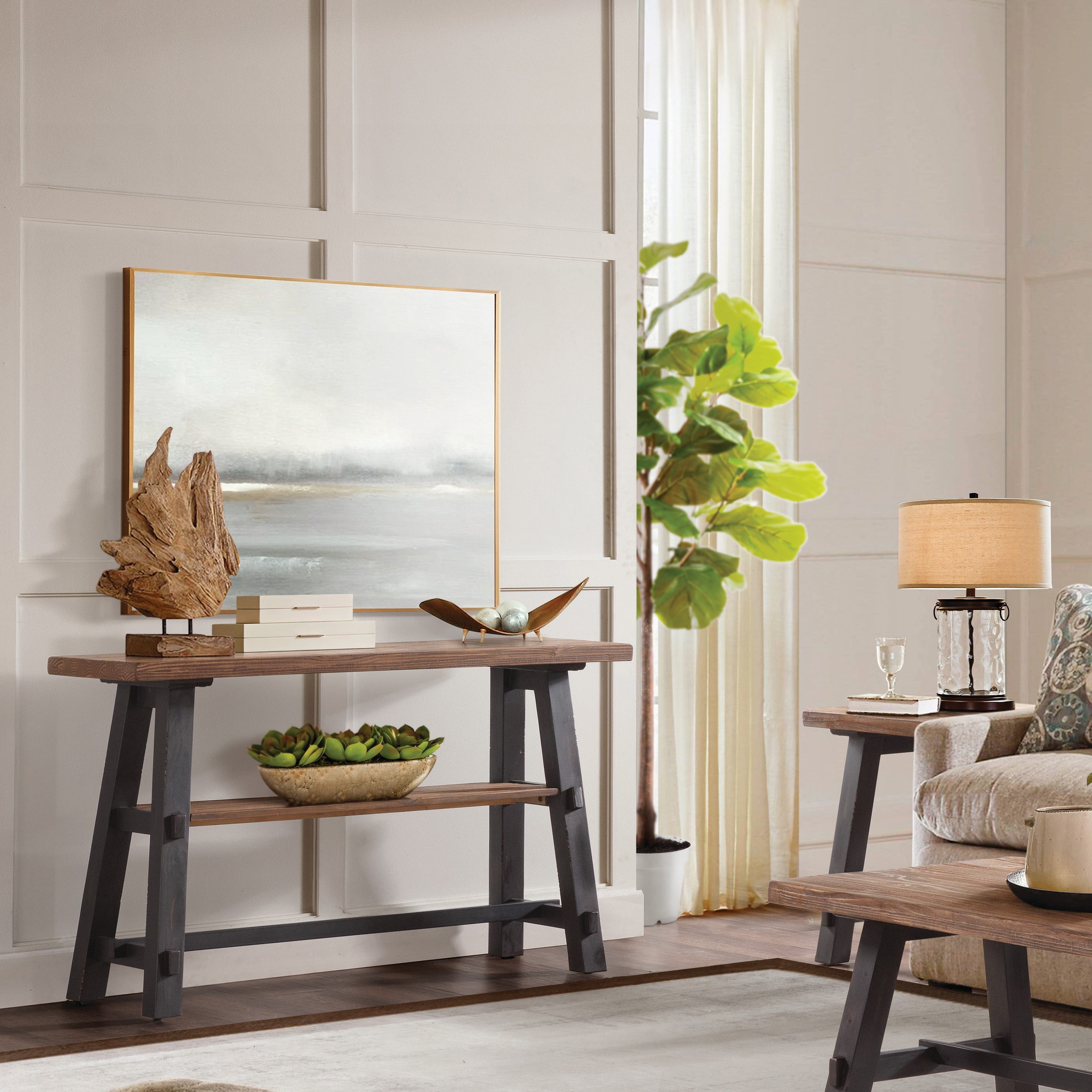 Alaterre Furniture Adam 48"L Solid Wood Sofa/TV Console Table with Shelf