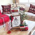 thumbnail image 3 of Christmas Pillow Covers Set of 4 18x18 Buffalo Plaid Christmas Trees car Deer Elk linens Cotton Decor Throw Pillows Accents Outdoor Farmhouse Patio Home Sofa Couch Holiday Cases Decorations, 3 of 5