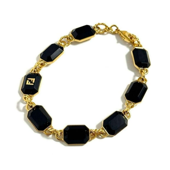 Pre-Owned Fendi Men's FF Link Bracelet, Gold, 22cm