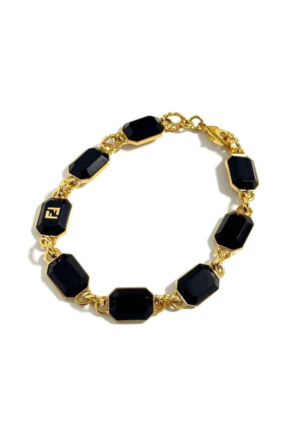 Pre-Owned Fendi Men's FF Link Bracelet, Gold, 22cm