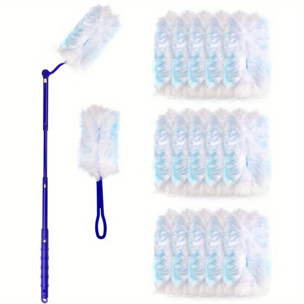 El kit de plumero Scrubbers incluye 30 recambios de plumero y 1 mango desechable para limpiar esquinas, muebles, autos, persianas y un cepillo.