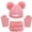 Watermelon Red, variant on Inmuld Solid Cable Knit Lined Double Pom Pom Beanie Neck Warmer and Touch Screen Glove 3 Piece Kids Winter Accessory Set 1-6 Years,Pink