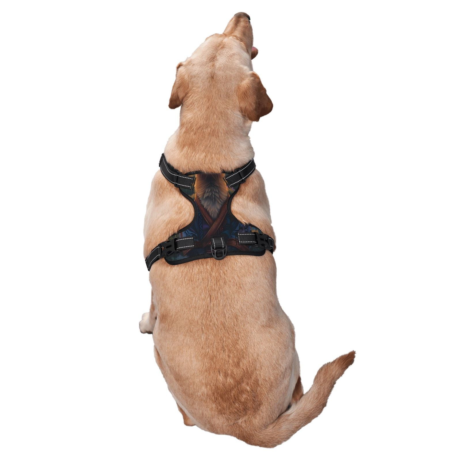 Vsdgher Garden Meditating Weasel Pattern Dog Harness,No Pull Pet Harness with Soft Padded Handle,Adjustable Reflective Vest with 2 Buckles,4 Slide Buckles,S-XL X-Large