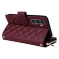 thumbnail image 5 of For Samsung Galaxy S25 FE 5G Wallet Case Magnetic Flip Cover 9-Card Slots Zipper Pocket With Detachable Shoulder Strap And Wrist Strap,Wine red,For Galaxy S25 FE 5G, 5 of 7