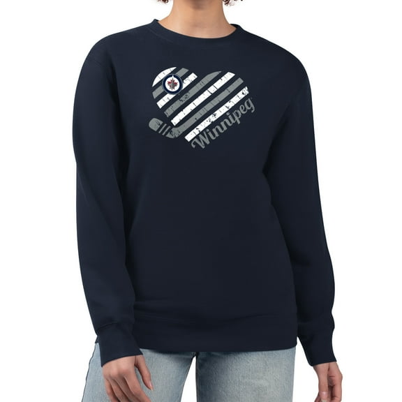 Women's G-III 4Her by Carl Banks Navy Winnipeg Jets Heart Graphic Pullover Sweatshirt