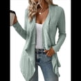 thumbnail image 1 of Cárdigan Ligero, Drapeado y Abierto para Mujer, Prenda Exterior Informal de Punto de Larga. Verde XL, 1 of 6