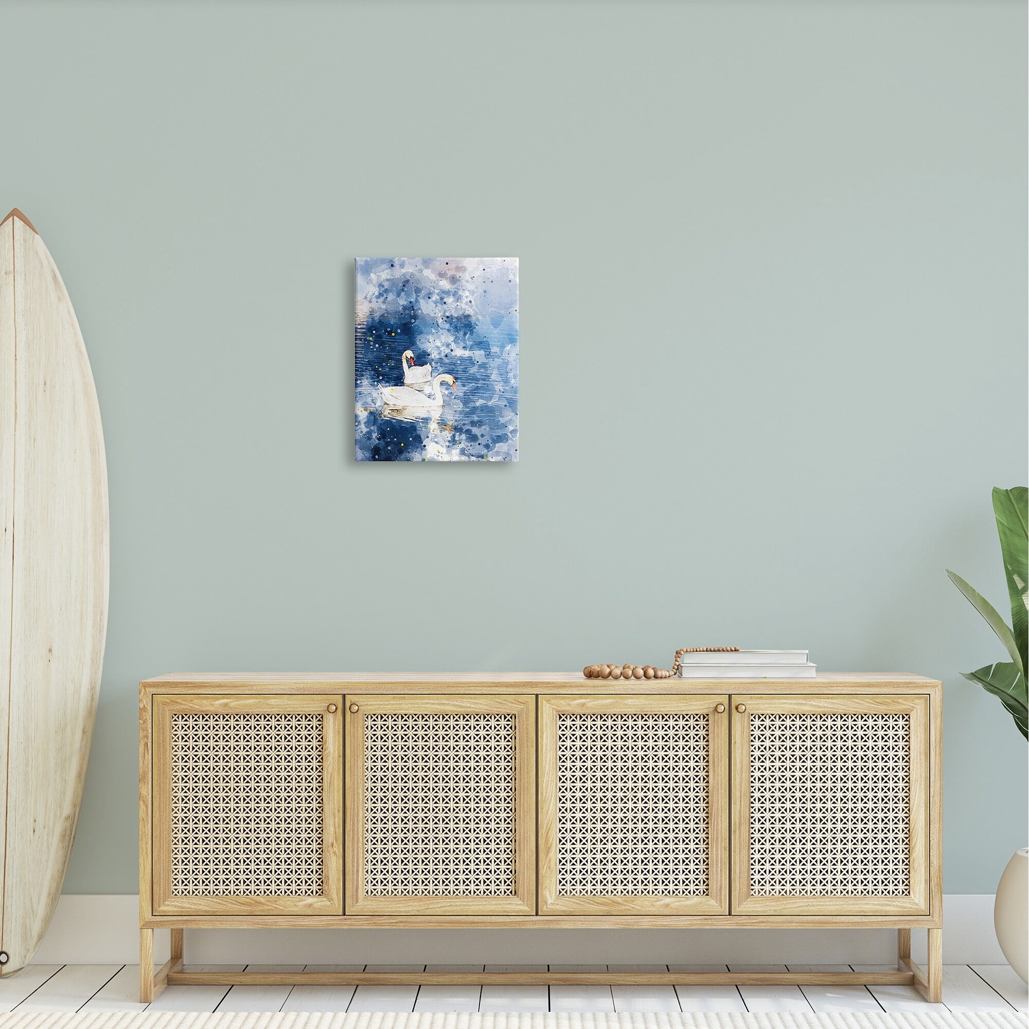 Stupell Industries Speckled Blue Ocean Scenery Calm White Swans Canvas Wall Art, 24 x 30, Design by Nancy Crowell