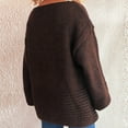 thumbnail image 5 of Women's Solid Color Casual Loose Knit Sweater Round Neck Long Sleeved Pullover for Fall Winter Everyday Essentials,Brown,M, 5 of 5