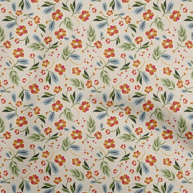 oneOone Viscose Chiffon Orange Fabric Floral Craft Projects Decor Fabric Printed By The Yard 42 Inch Wide