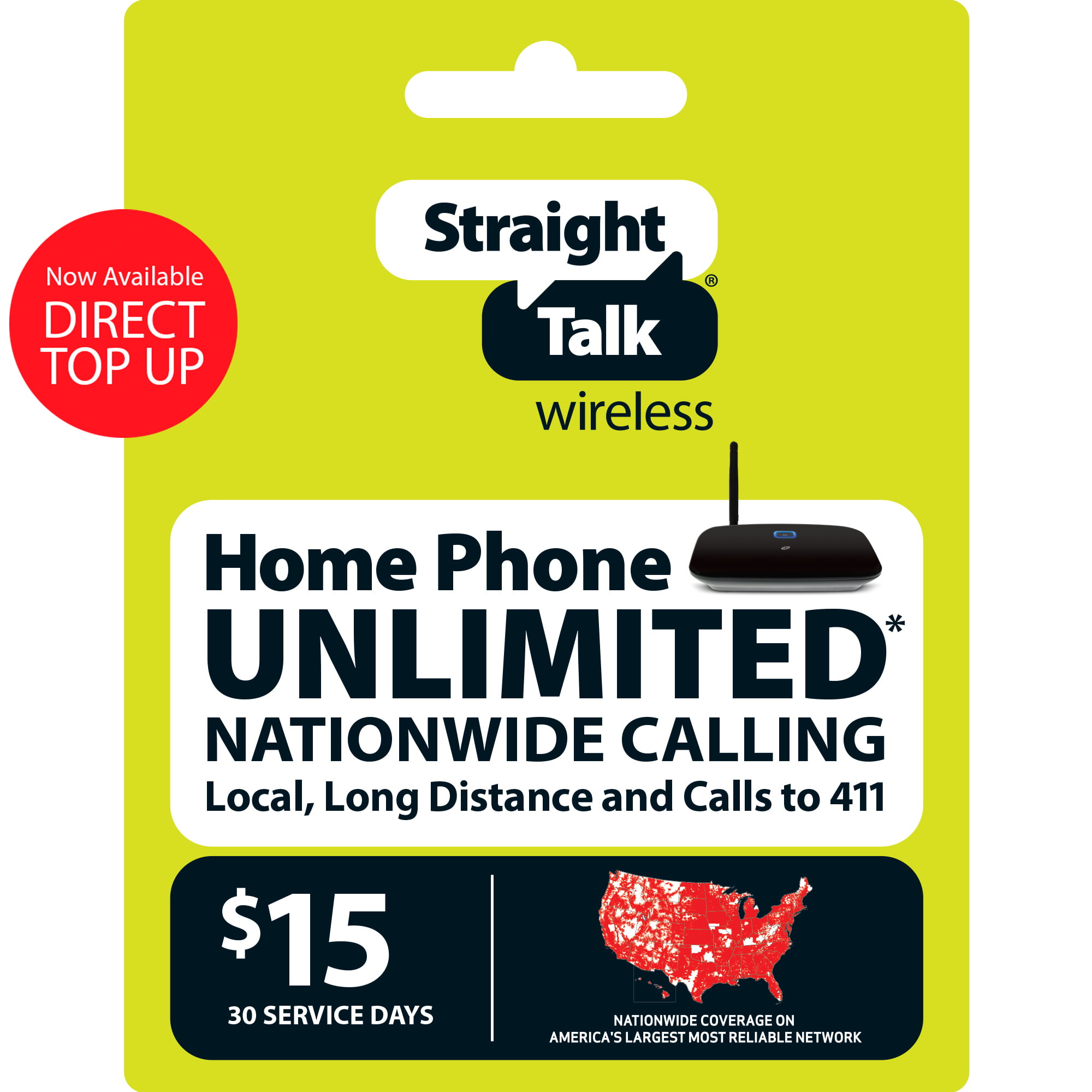 Straight Talk 15 Home Phone Unlimited 30Day Plan Direct Top Up