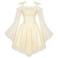 thumbnail image 4 of Huowey Halloween For Women Fairy Renaissance Elf Dresses Off Shoulder Bohemian Cosplay Party Gown Long Sleeve Spaghetti Strap Soft Photo Dress,Yellow,XXL, 4 of 8