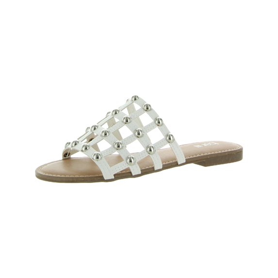 Bar III Womens Pecanna Faux Leather Open Toe Flat Sandals