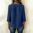 thumbnail image 6 of RQYYD Womens 3/4 Sleeve Crew Neck Linen Blend Dressy Shirts Loose Casual Blouses Tunic Vacation Clothes, 6 of 7