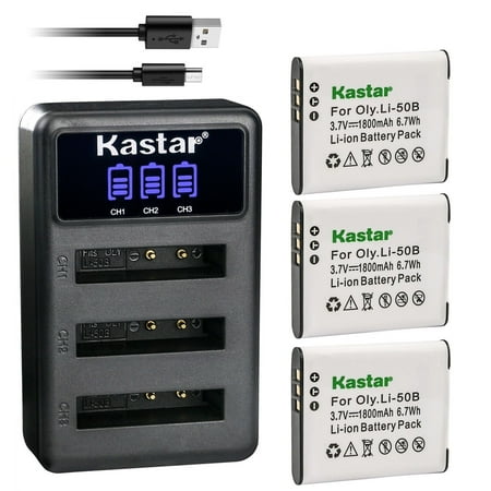 Kastar 3 Pack Battery and LCD Triple USB Charger Compatible with Panasonic VW-VBX090 HX-WA3 HX-WA30 HX-WA30A HX-WA30D HX-WA30GK HX-WA30K HX-WA30W HX-WA3GK HX-WA03