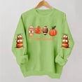 thumbnail image 2 of KEGIRLOM Oversized Halloween Thanksgiving Crewneck Sweatshirt, Pumpkin Fall Graphic Sleeve Print, Spooky Season Casual Outfit Green Pullover, 2 of 5