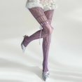 thumbnail image 5 of Women Hollow Out Lace Bow Tie Fishnet Tights, Y2K Millennium Style Floral Mesh Pantyhose, Vintage Japanese Cute Strap Lace Up Sheer Hosiery for Daily Outfits Party Wear(Purple), 5 of 5