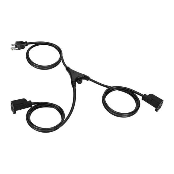 Monoprice Power Cord Splitter - 6 Feet - Black | NEMA 5-15P to 2x NEMA 5-15R, 16AWG, 13A, SJT, Plug Two Devices into a Single Power Outlet