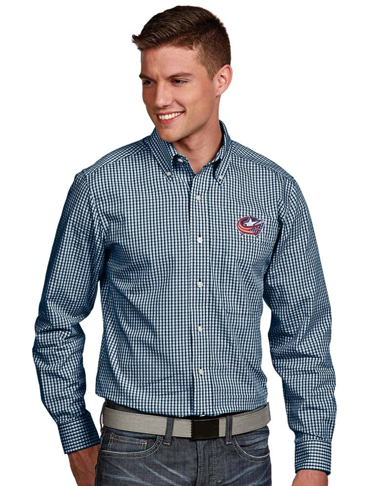 Columbus Blue Jackets Mens Associate Button-Down Dress Shirt (Color: Navy) by ANTIGUA GROUP/ 22534