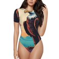 thumbnail image 2 of Picia Cartoon Iceberg Bald Eagle Womens One Piece Swimsuits Modest Tummy Control Bathing Suits Lace Up Slimming Swim Suit-Large, 2 of 9