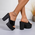 thumbnail image 5 of Xdegoge Flatform Sandals for Women Open Toe Chunky Block Heel Slip On Mules Glossy Patent Finish Treaded Sole Dressy Evening Party Footwear, 5 of 9