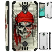 WORLD ACC Silver Guard Case Compatible for Coolpad Legacy S Brushed Metal Texture Hybrid TPU Phone Cover (Pirate Skull)