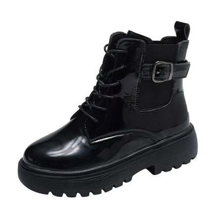 

Mackneog chunky shoes for women Fashion Autumn Women Ankle Boots Round Toe Lace Up Thick Sole Non Slip Comfortable Casual Artificial leather womens shoes dressy casual