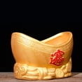 thumbnail image 1 of ROMANSENTIAL 1Pc Decorative Golden Ceramic Flowerpot Ingot Shaped Planter for Home Furnishing, 1 of 5