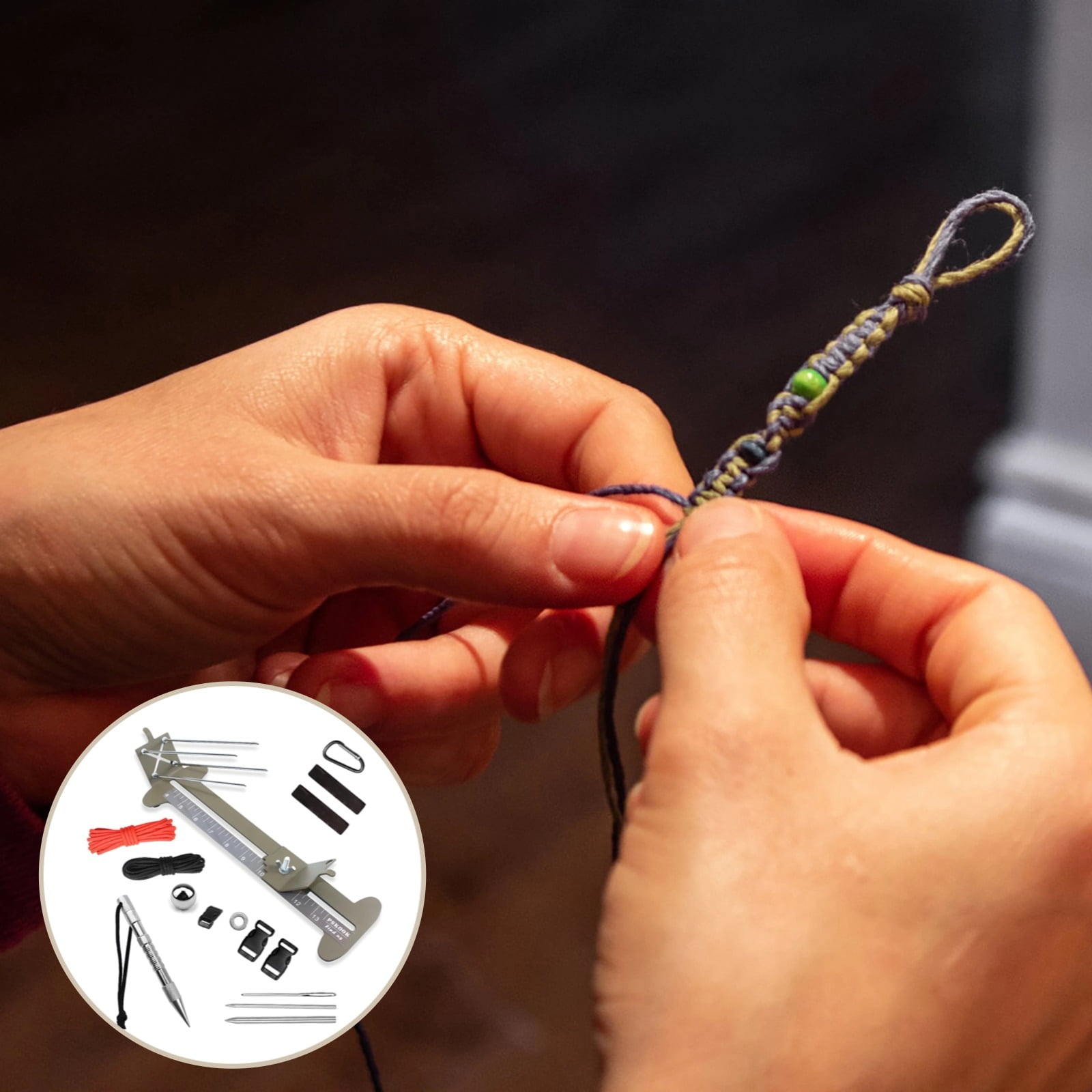 Paracord Bracelet Making Kit, Metal Jig Bracelet Maker with Adjustable Width, Paracord Jig Weaving Tools Accessories, Marlinspike Needles Buckles Ropes DIY Set, Paracord Bracelet Making Supplies
