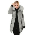 thumbnail image 2 of Womens Puffer Jacket 2026 Casual Long Sleeve Slim Fit Mid Length Full Zip Up Thick Warm Winter Coats with Pockets, 2 of 8