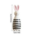 thumbnail image 4 of Kchsji Wooden Bunny Figurine, White and Black Striped Rabbit Statue Easter Decoration, Handcrafted Wood Ornament for Spring, Charming Home Decor For Table Shelf Desk Mantel Centerpiece Display, 4 of 7