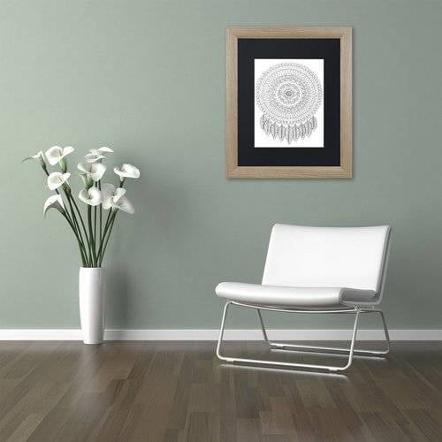 Trademark Fine Art "Mandalafeather Dreamcatcher" Canvas Art by Hello Angel, Black Matte, Birch Frame