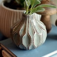thumbnail image 5 of Iconic Scandi Baby Bud Vases, Set of 3, Fluted, Ivory, Faded Teal, and Dark Grey, Crackle Suffused, 4.25 Diameter x 4.75 Inches Tall, Modernist Home, 5 of 7